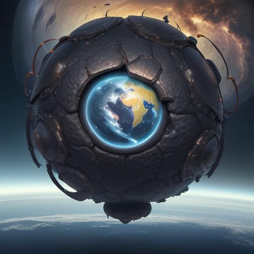 Dung Beetle Pushing Earth Through Milky Way