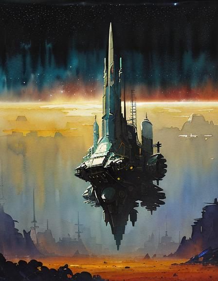 Large Spaceship Drifting in Deep Space, Neo-Impressionism