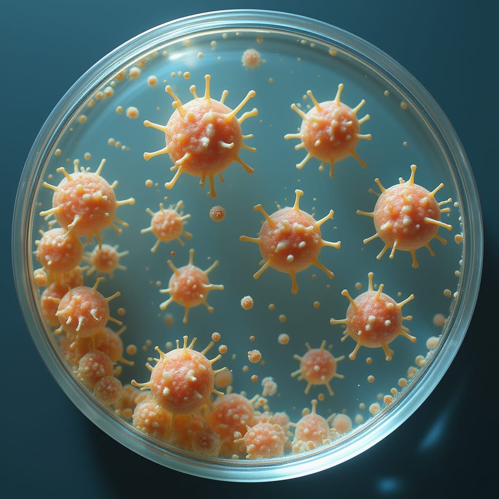Microscopic View of Single-Celled Humans in Petri Dish