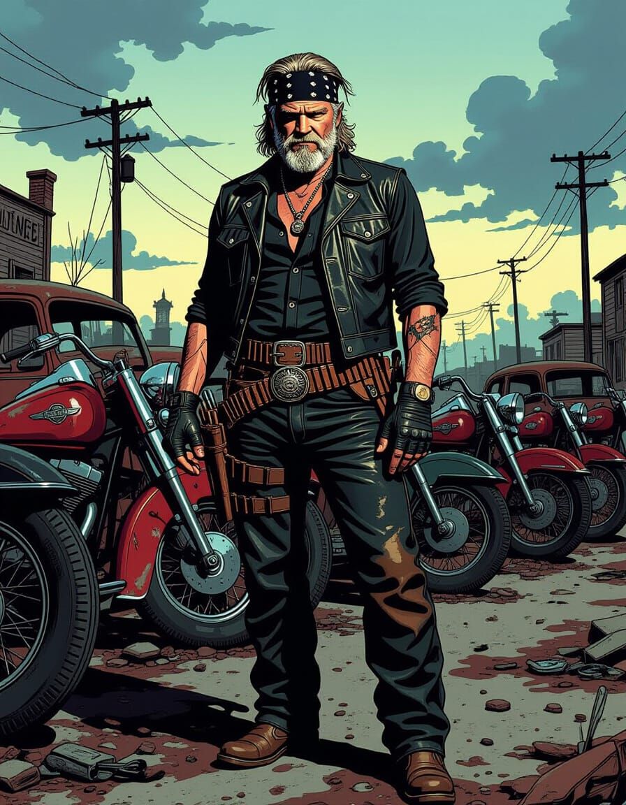 Post-Apocalyptic Mechanic in Comic Book Style