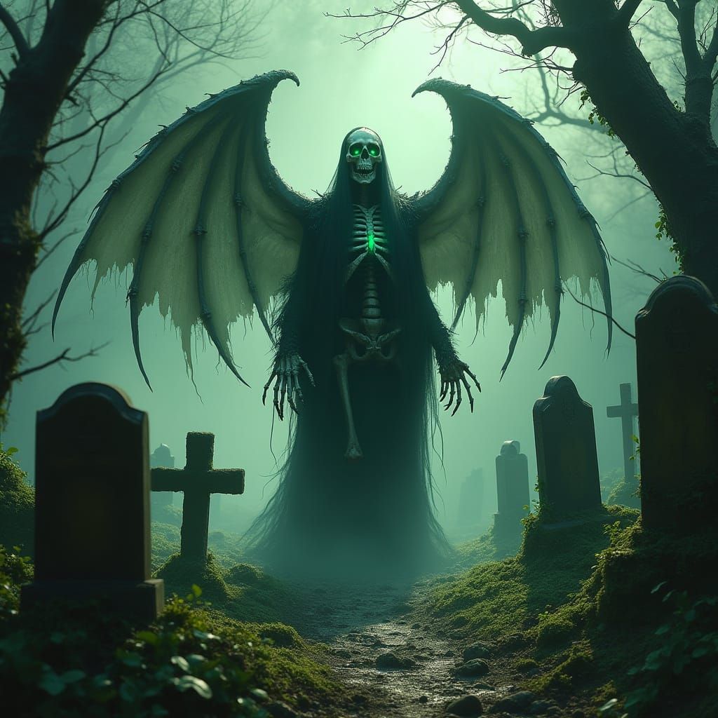 Gothic Figure Beckons in a Haunting Dark Fantasy Landscape