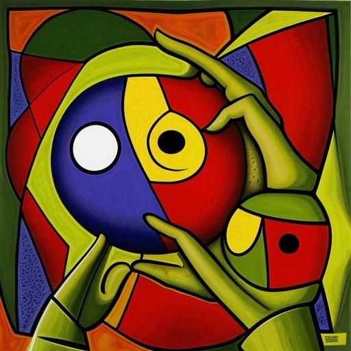 Colorful Surreal Hand Holding an Abstract Object