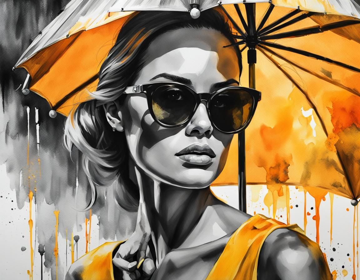 Woman in Sunglasses: 3D Illustration with Watercolor