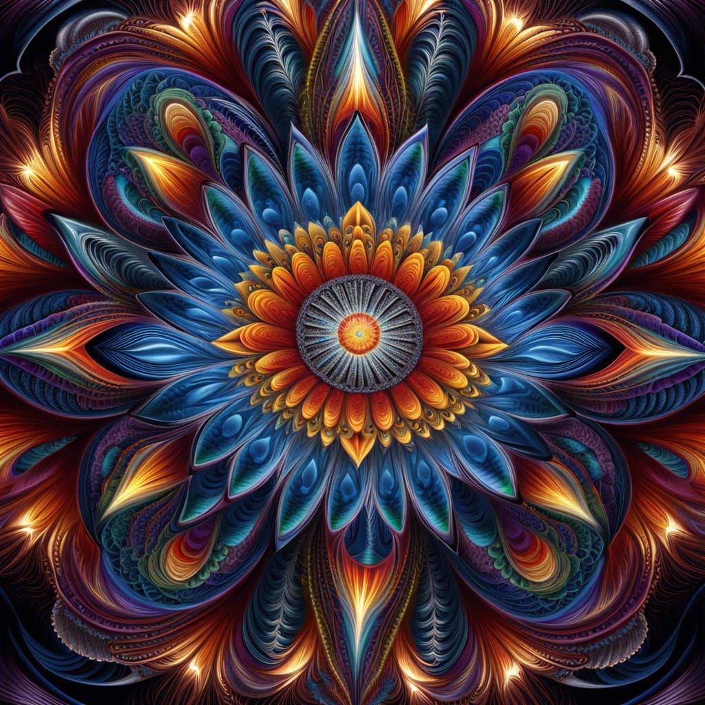 Fractal Crystal Flower in Detailed Digital Rendering