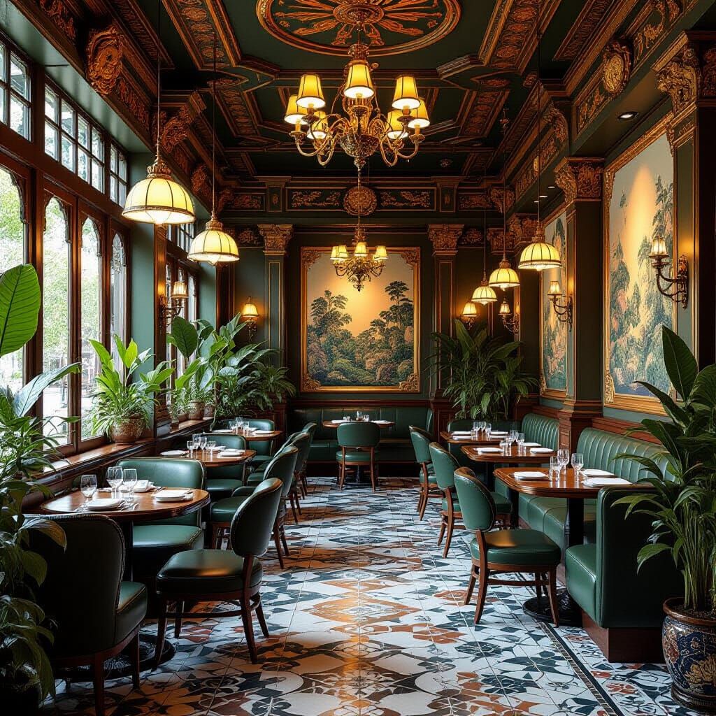 Elegant Korean Restaurant with Renaissance and Botanic Desig...