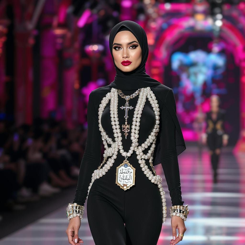 Hijab Catsuit Fashion Show Inspired by Takashi Murakami