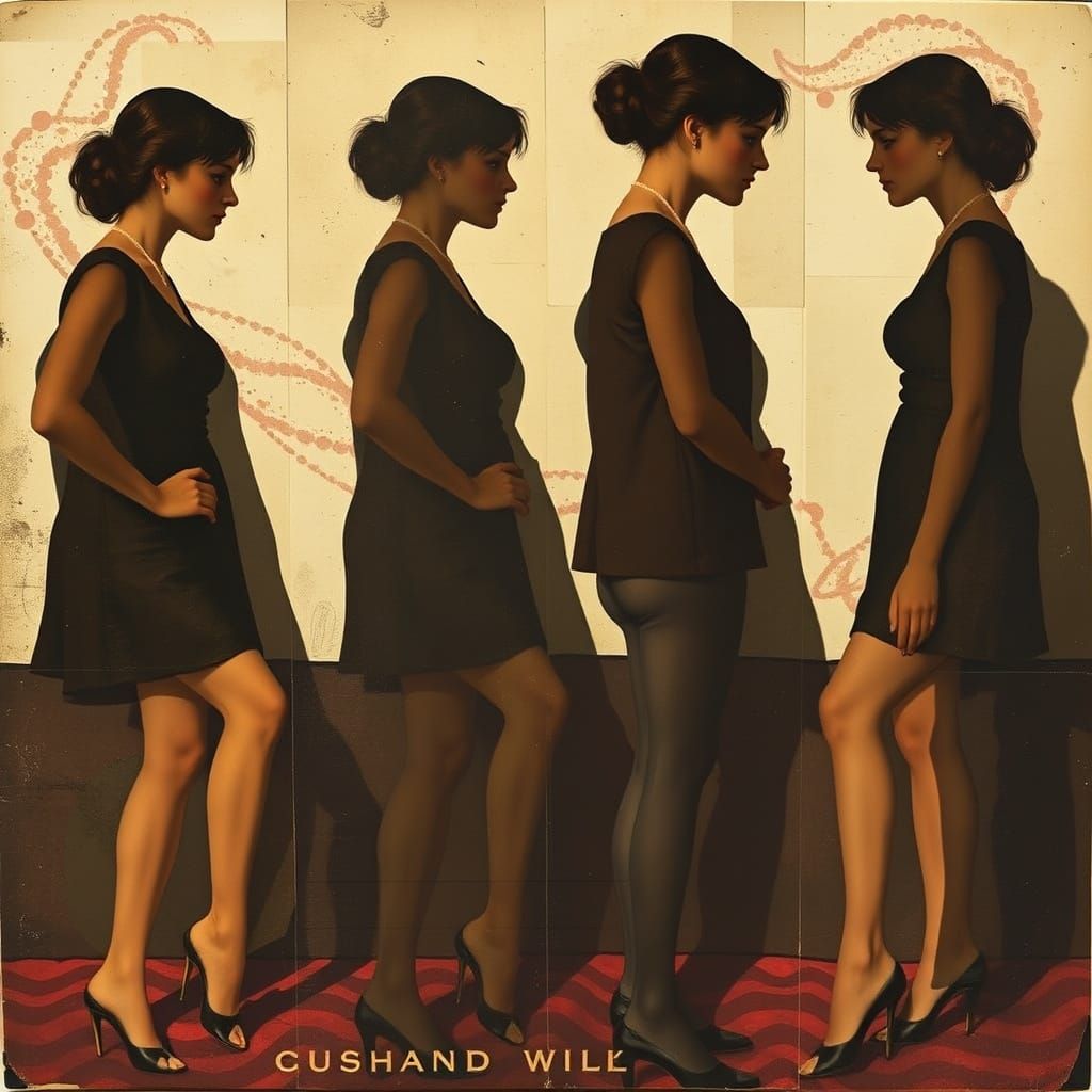 Vintage Collage of Textile Patterns and Figures