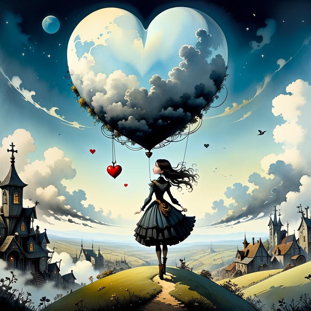 Bluegrass Watercolor Girl with Heart