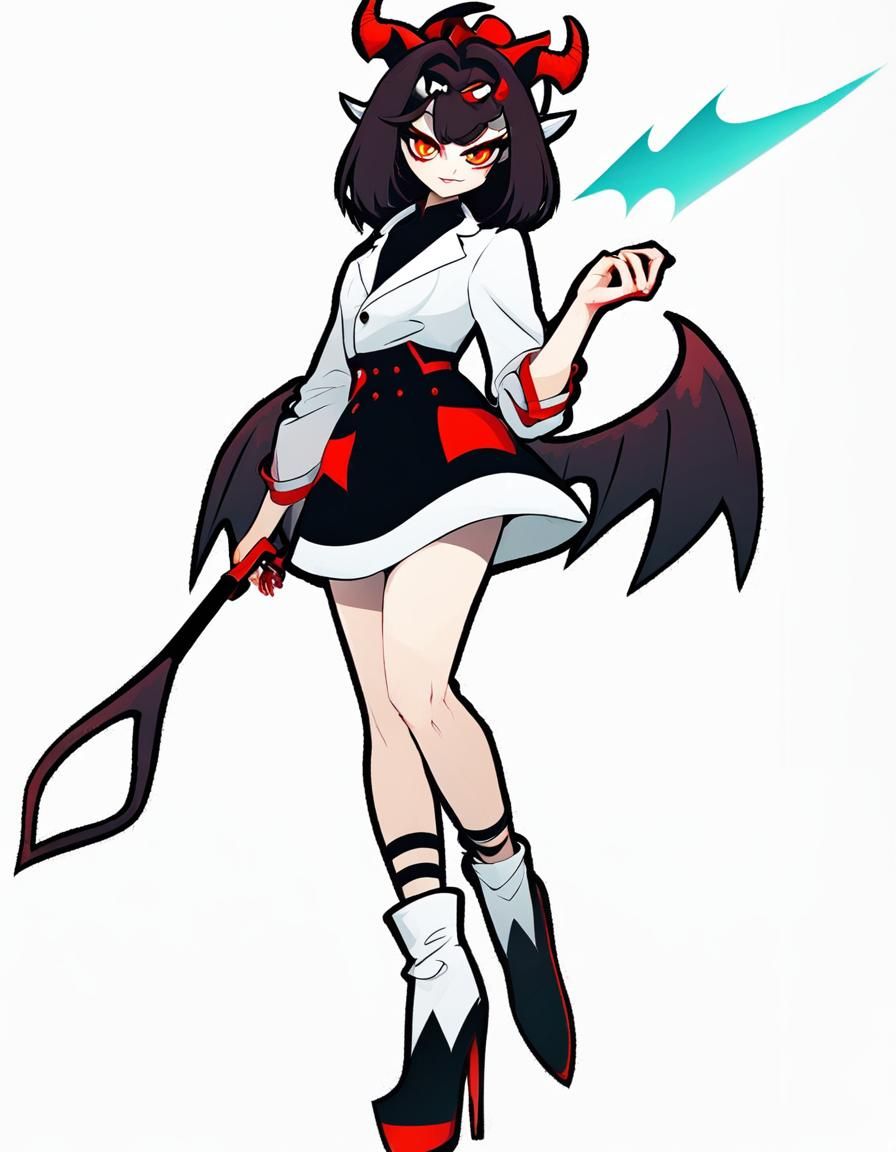 Hazbin Hotel Style Demon Girl with Horns and Wings