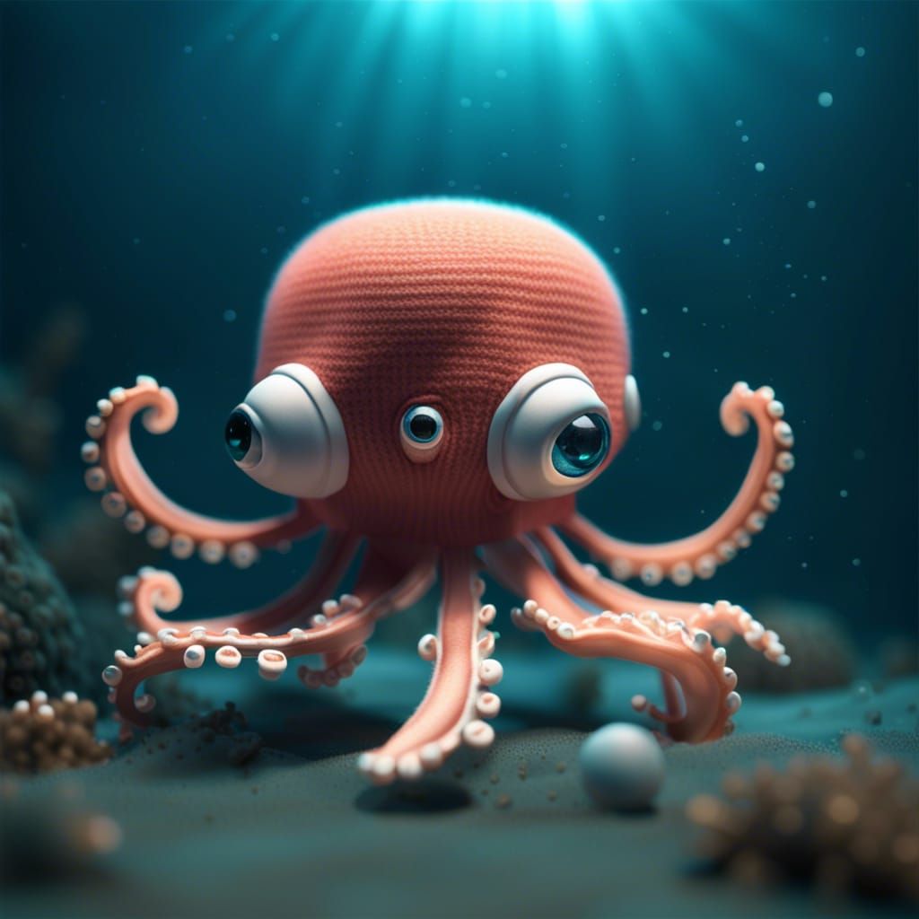 Cute squid hand puppet made by solid wool