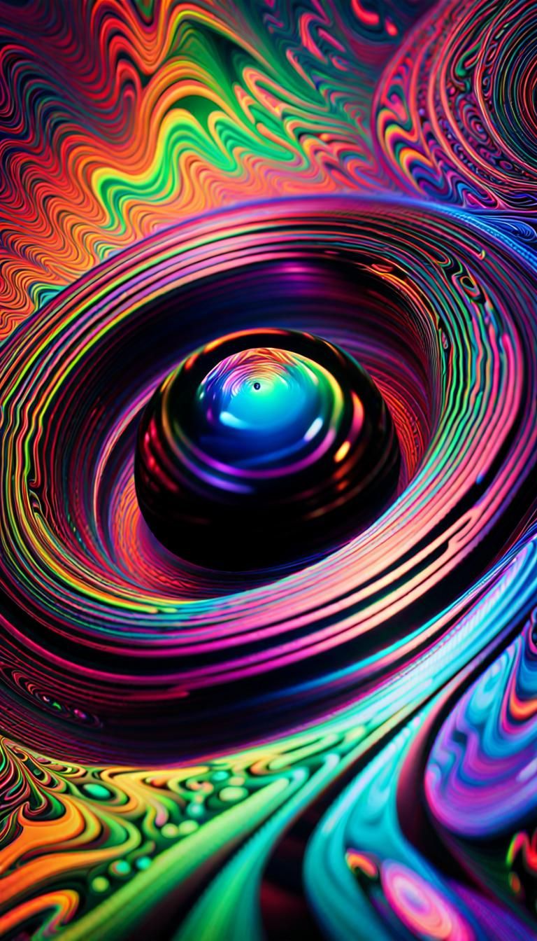 Iridescent Crystal Black Hole in Psychedelic Art