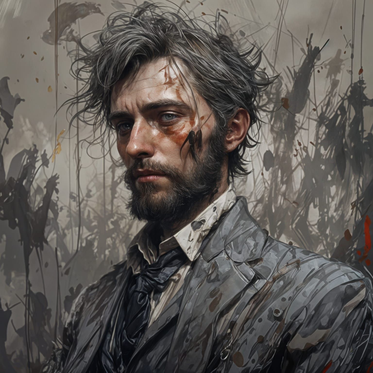 Grief-Stricken Man in Wheelchair: Macabre Portrait