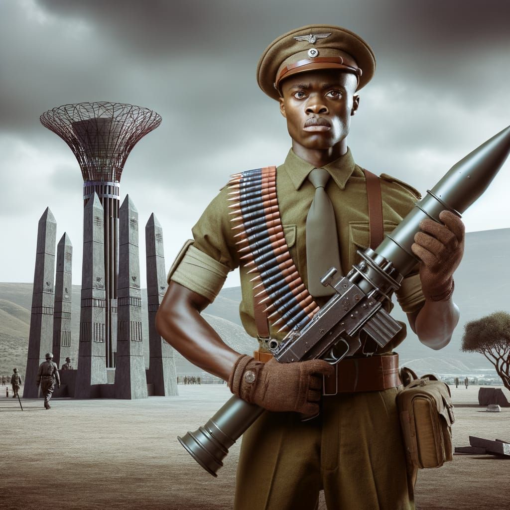 Bantu Soldier with Anti-Tank Missile Launcher