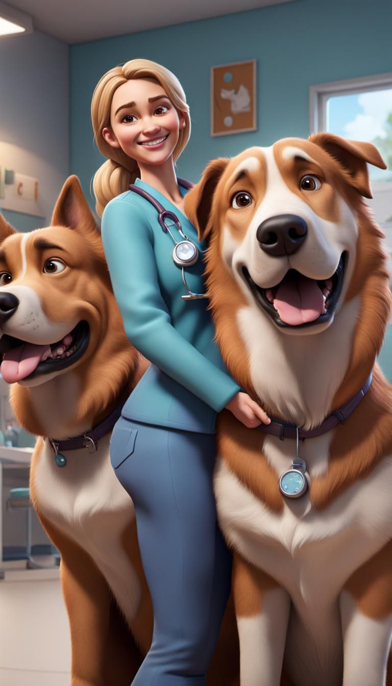 Kind Veterinarian Takes Selfie with Huge Dog