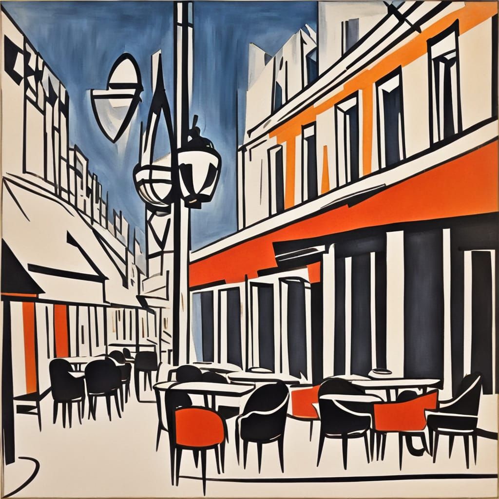 Parisian Cafe in Cubist Style