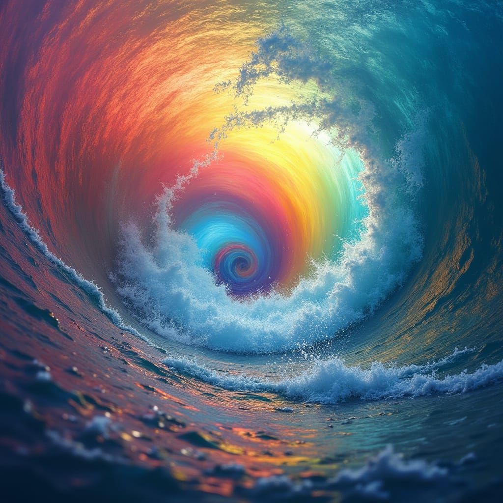Vibrant Rainbow Whirlpool Radiates in Photorealistic Style
