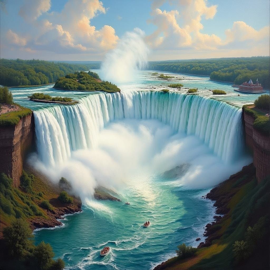Majestic Niagara Falls Oil Painting Masterpiece
