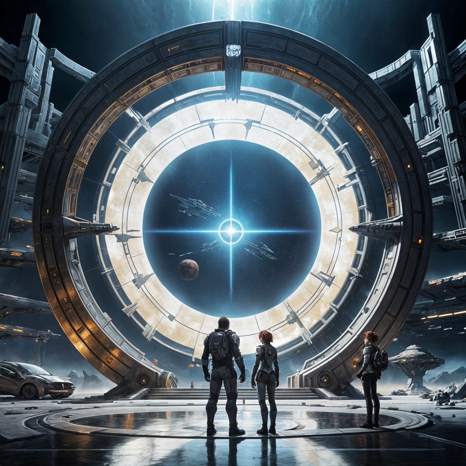 Stargate Sci-Fi Concept Art in Anime Style