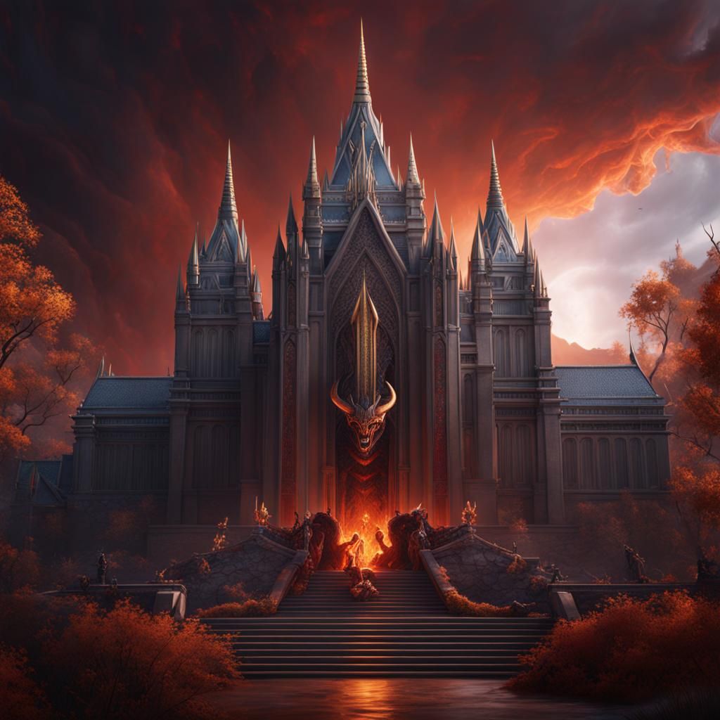 Demon Devouring Temple: Detailed Matte Painting