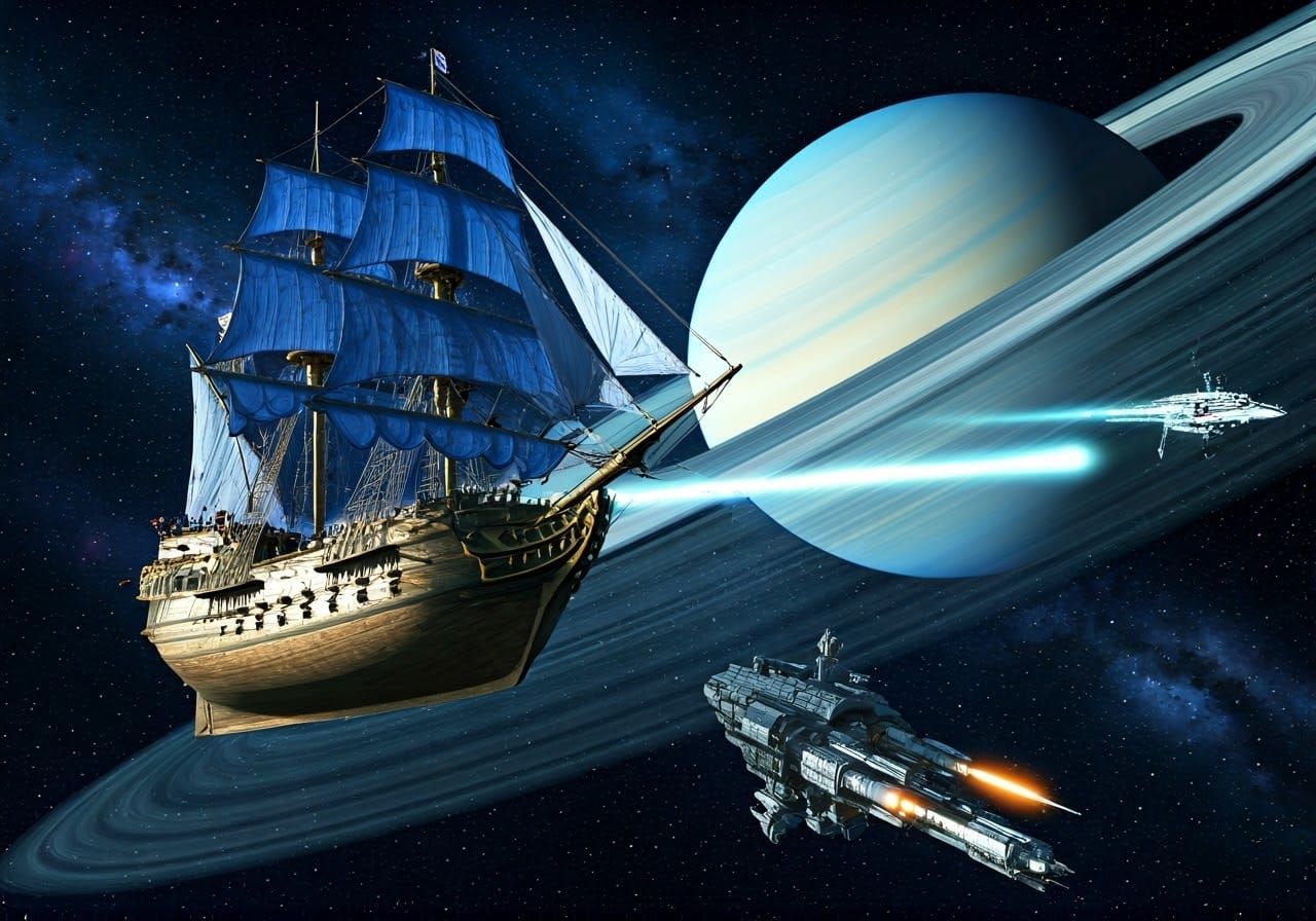Solar Sail Pirate Galleon in Milky Way