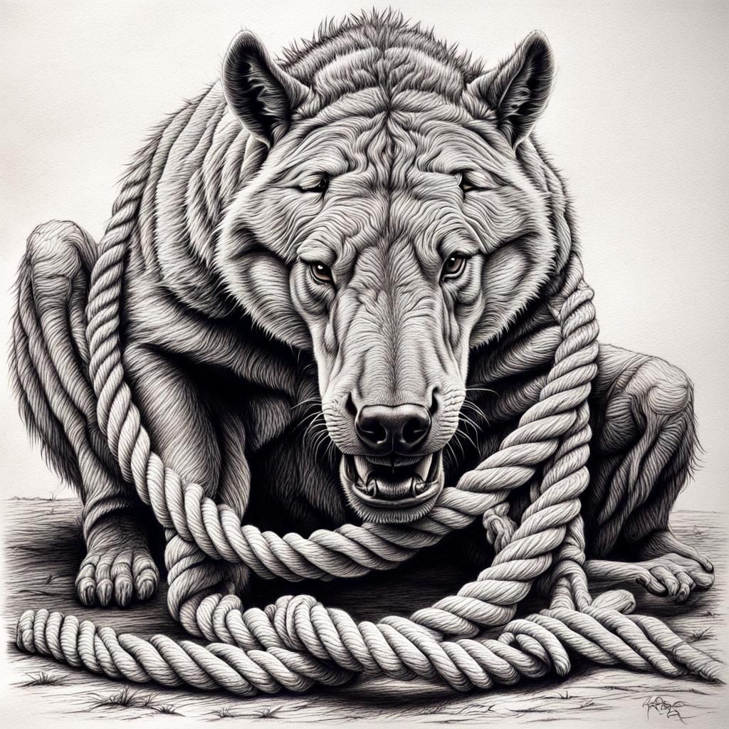 Andrewsarchus Bound: Detailed Charcoal Drawing