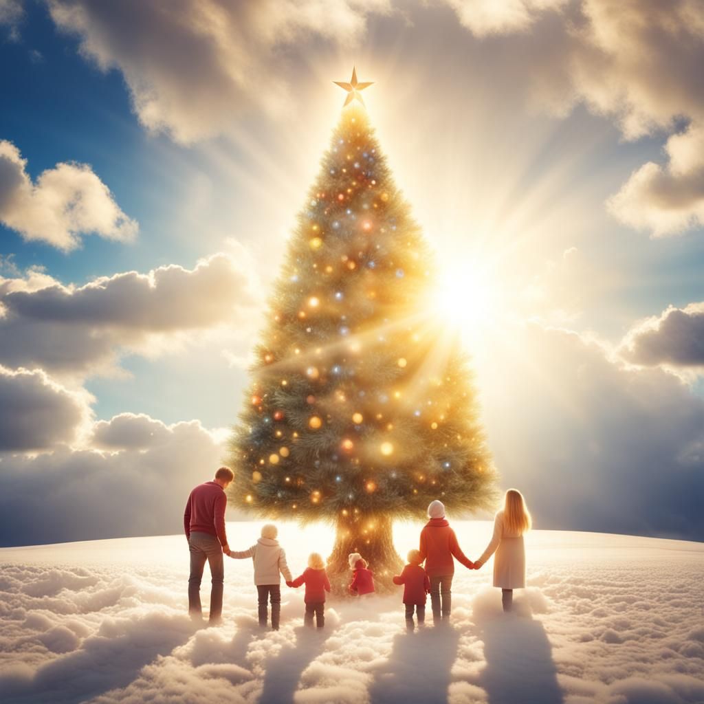 Happy Family Christmas Tree in Divine Sunshine