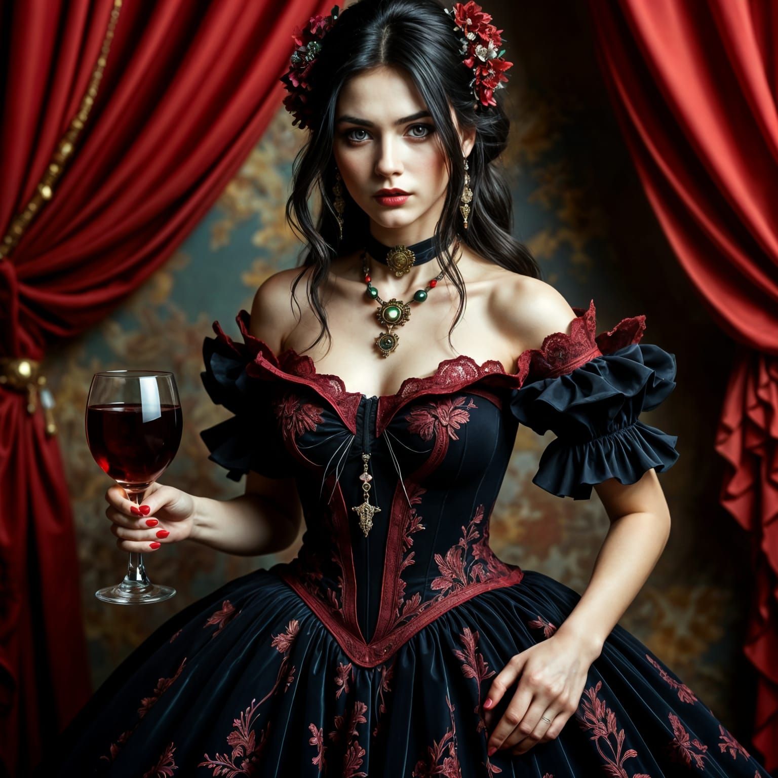 Ethereal Victorian Gothic Beauty in Hyperrealistic Style