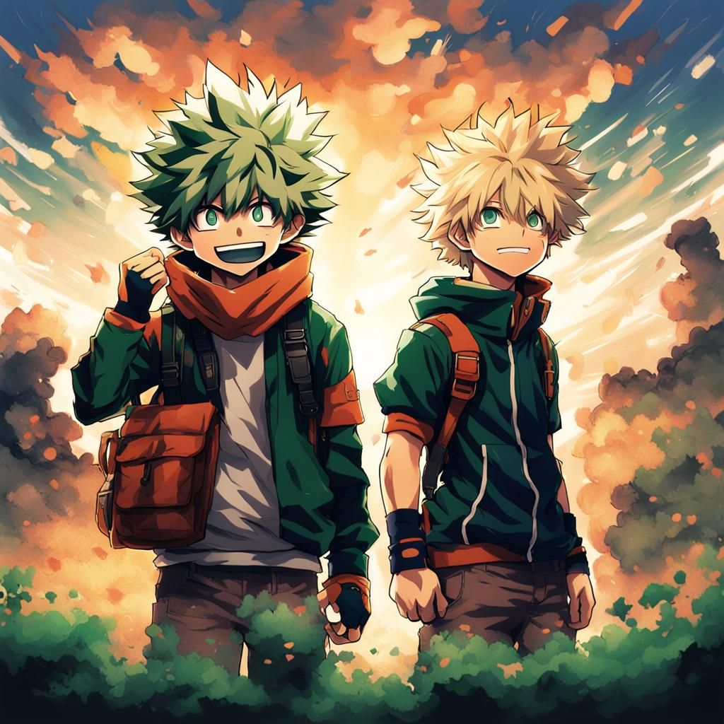 Deku and Bakugo: Dynamic Anime Art