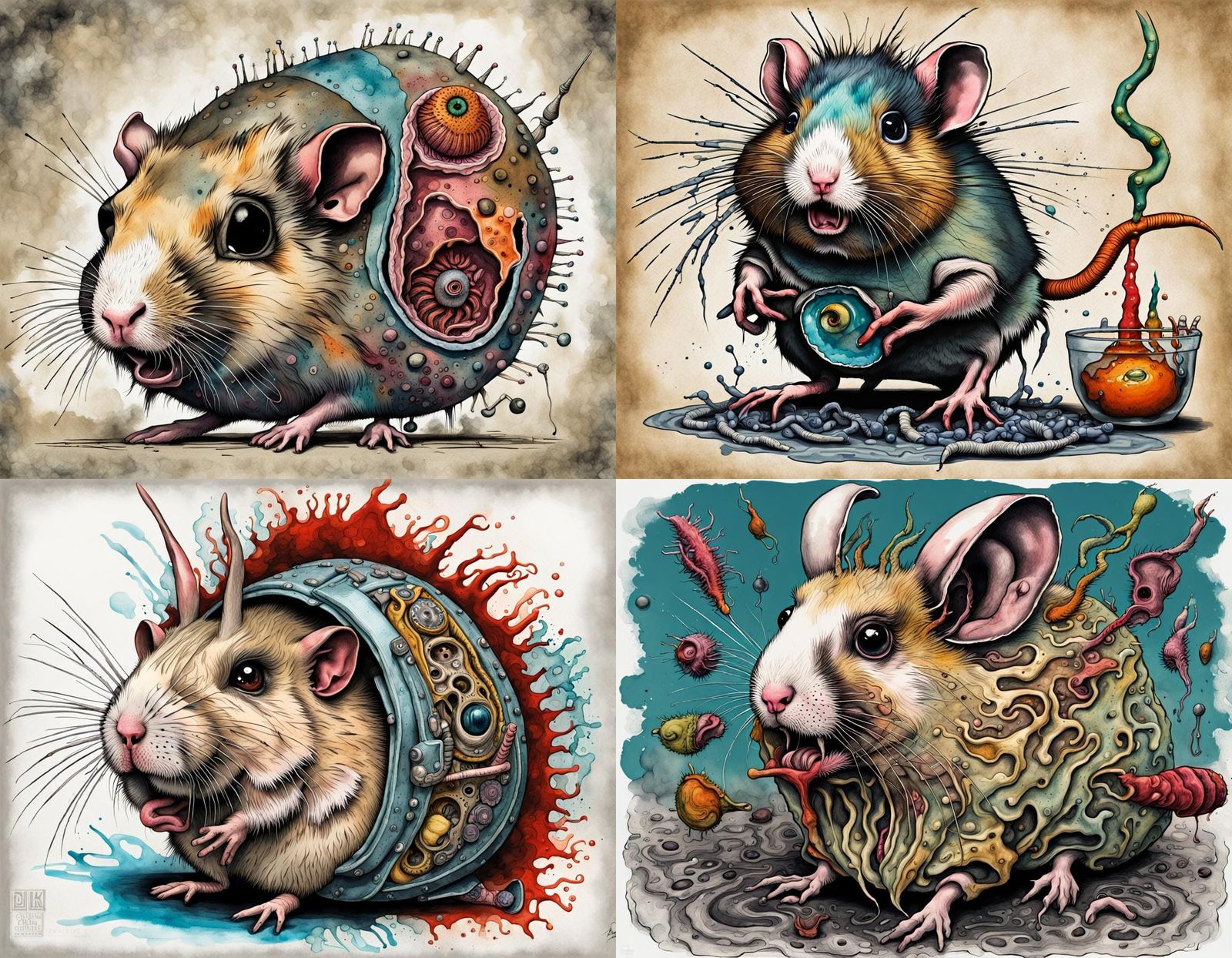 Bizarre Hybrid Creature in Ink Render Style