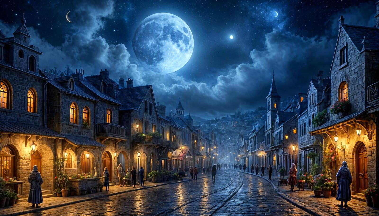 Moonlit Bethlehem Streets in Ethereal Fantasy Style