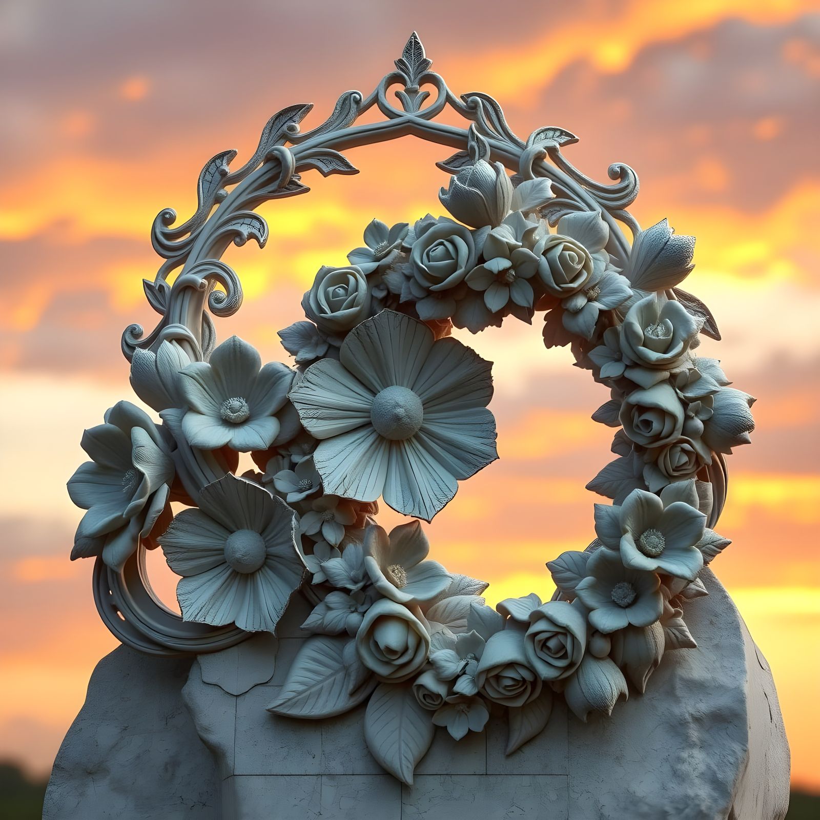 Golden Hour Stone Filigree Blooms