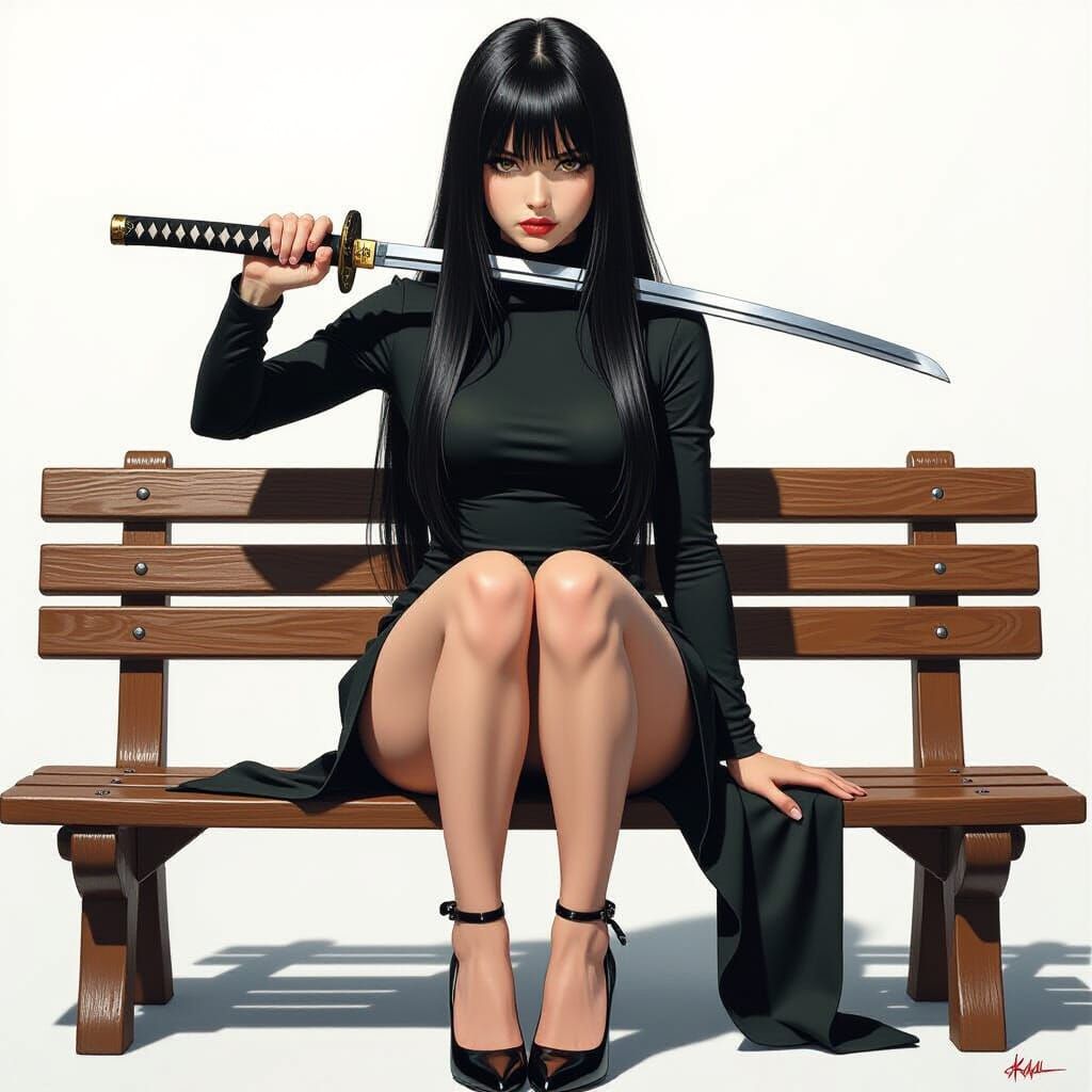 Ablatamahot style. A depiction of a young woman with long st...