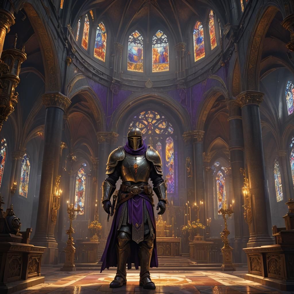 Crusader in Church: Dark Fantasy Concept Art