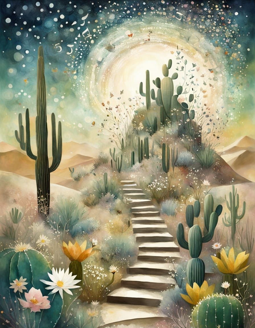 Desert Staircase Ascending into Musical Sky