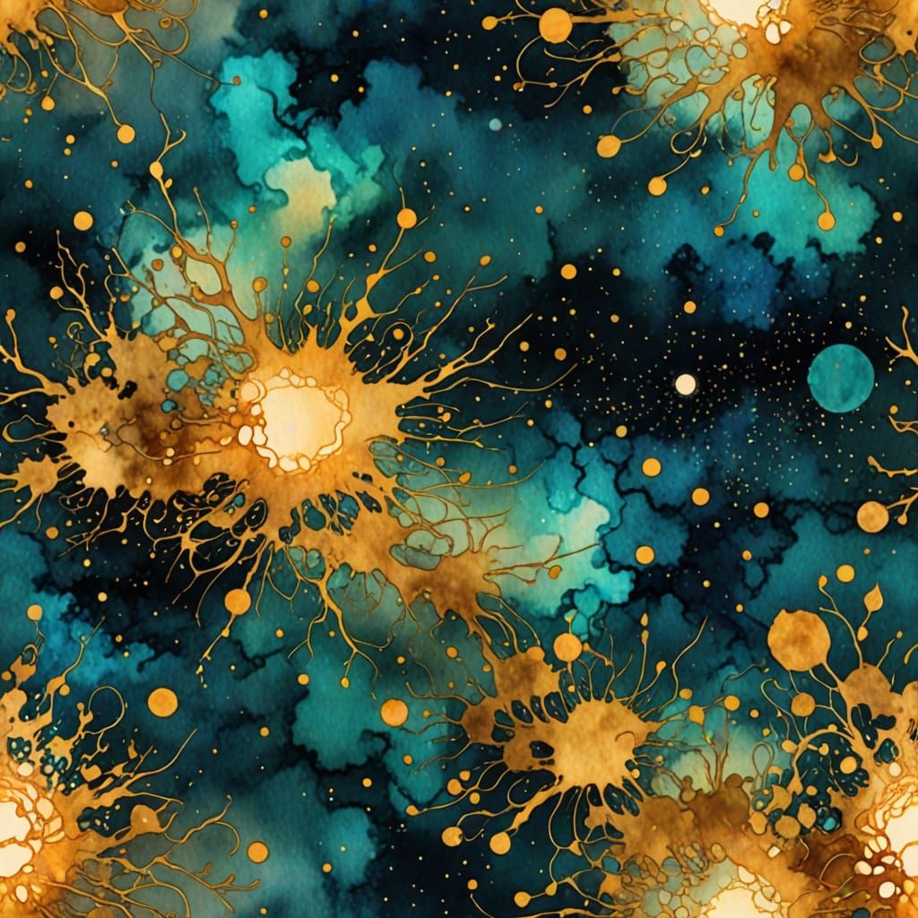 Surreal Cosmic Starscape in Encaustic Style