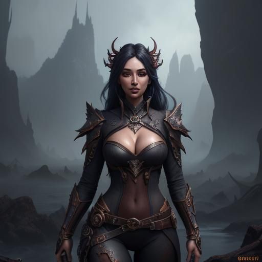 Fantasy Portrait of a Beautiful Woman in Matte Painting