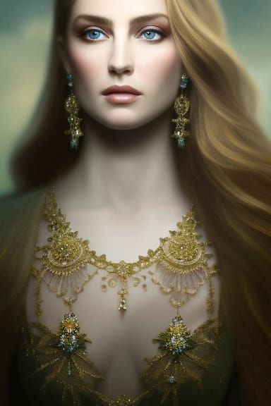 Star Goddess Portrait with Diamond-Studded Gown