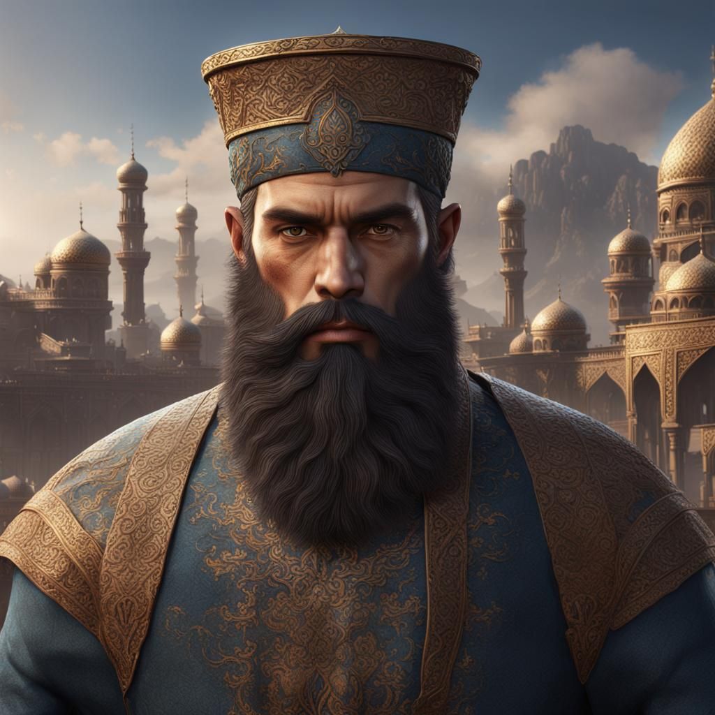 Detailed Matte Painting of Bearded Man