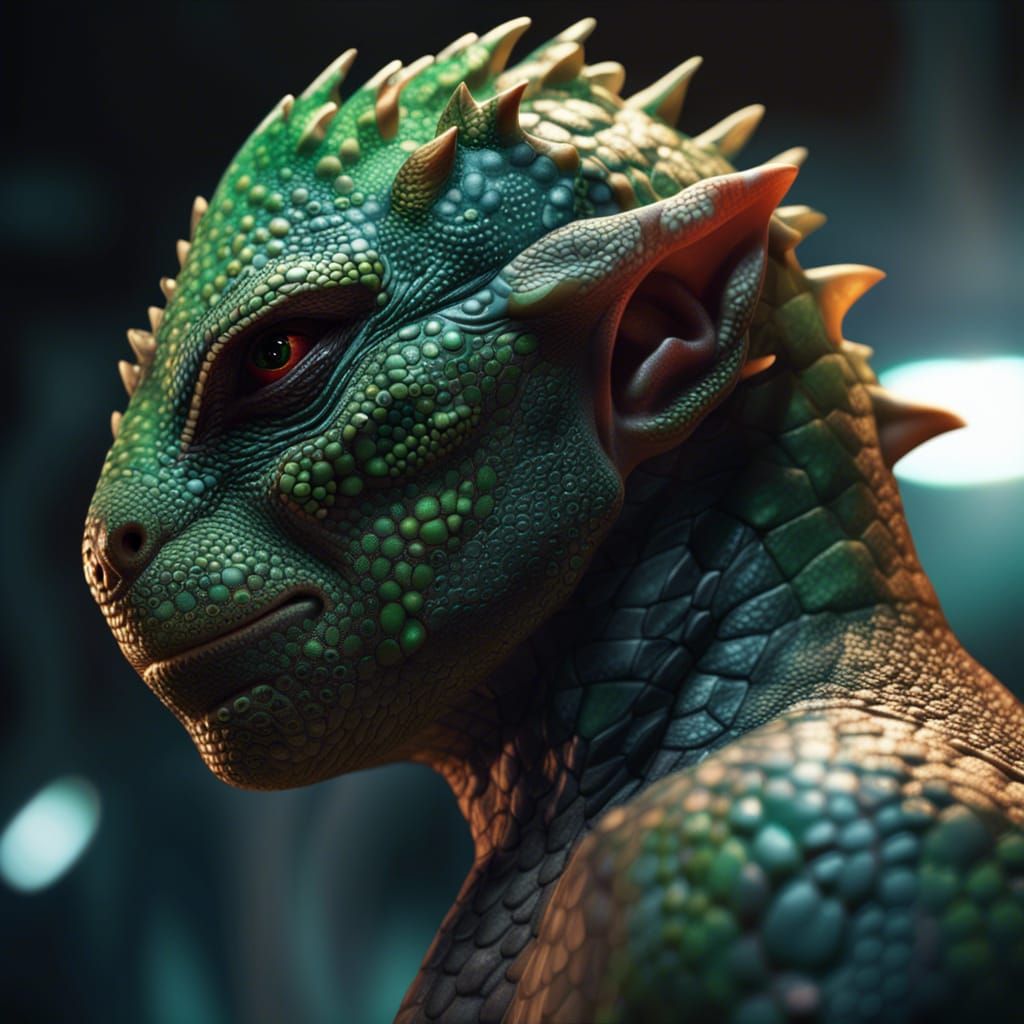 Hyperrealistic Lizard Man Concept Art in 8K
