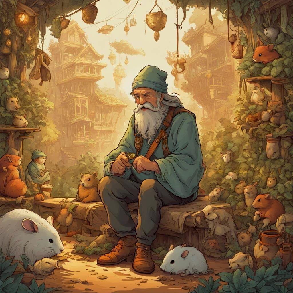 Old Man With Hamster Habitat Hat