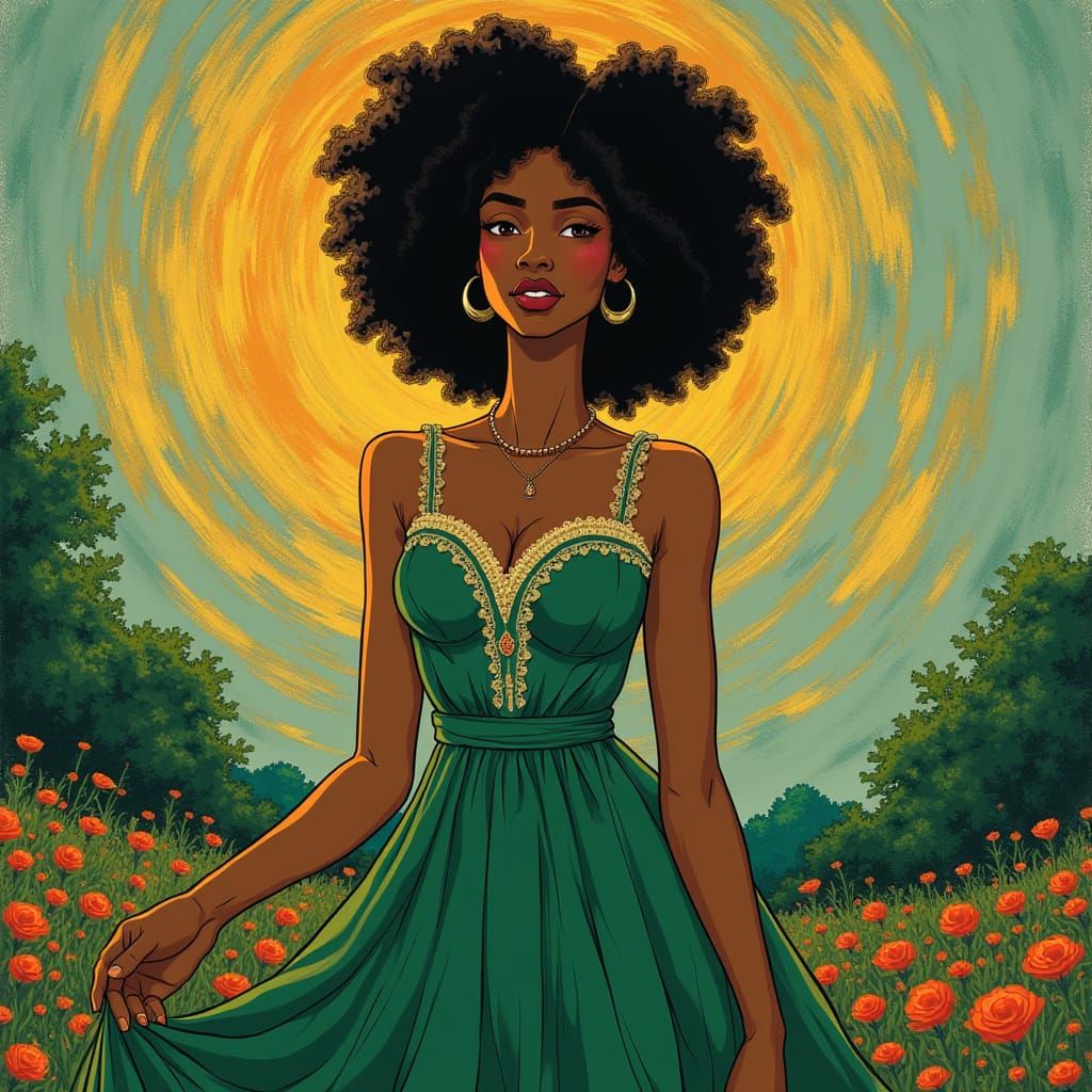 Ethereal Anime Beauty Tricotando em Céu Estrelado