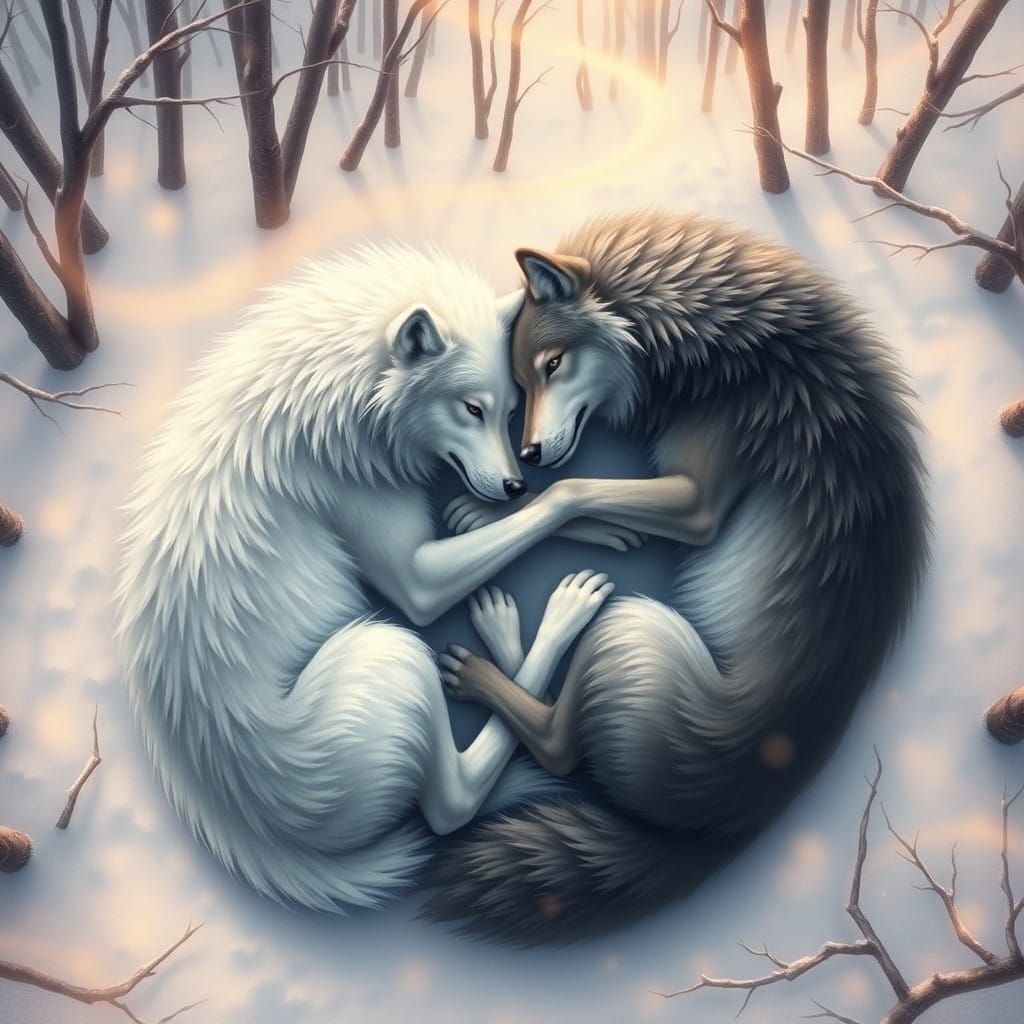Wolf Brothers in Serene Winter Wonderland