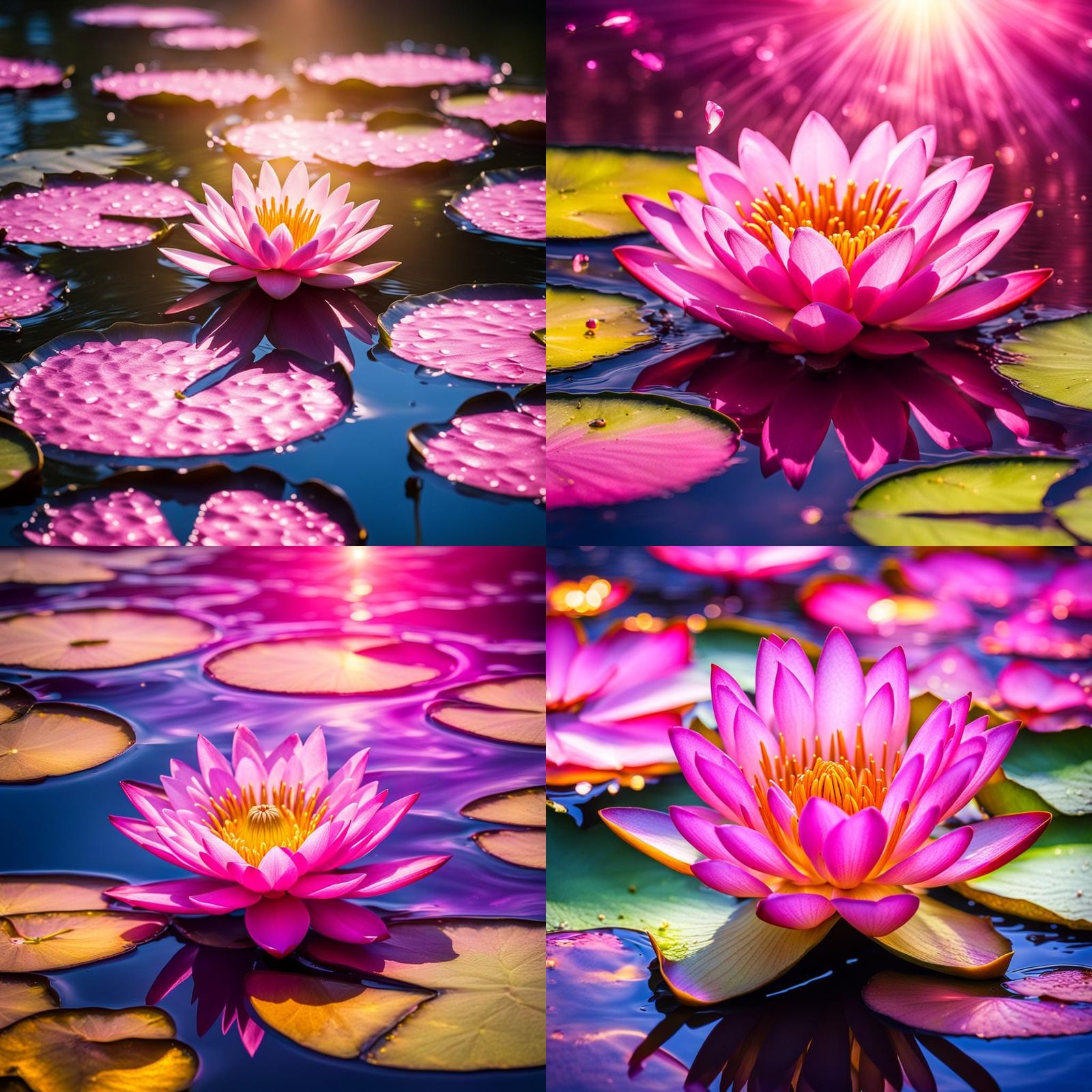 Magical Pink Water Lily Seed in Heart Pond