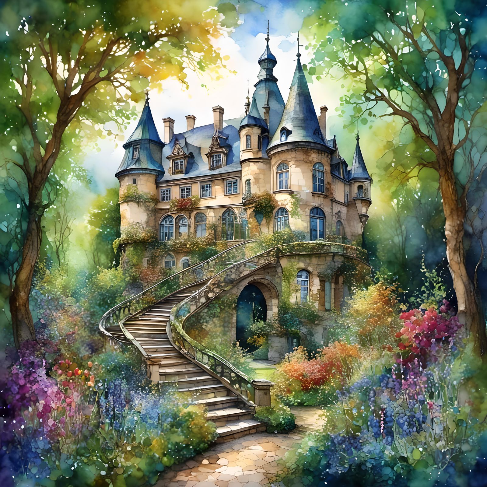 Idyllic Castle Garden in Germany