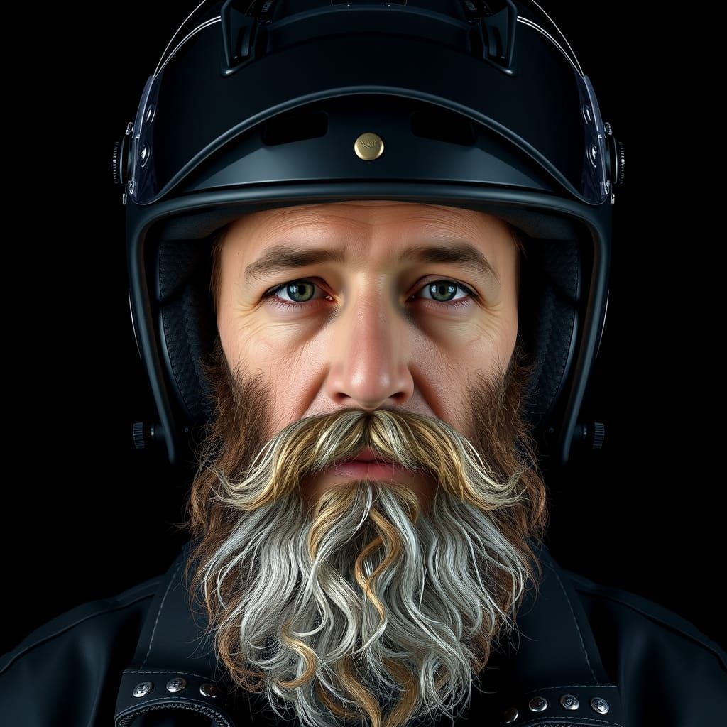 Hyperrealistic Biker Portrait in Martin Schoeller Style