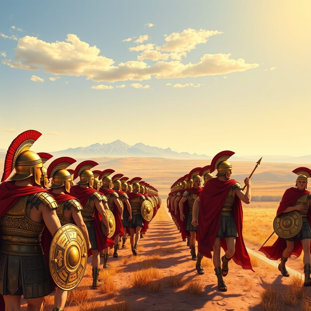 Ancient Greek Warriors March to Marathon in Classical Greek ...