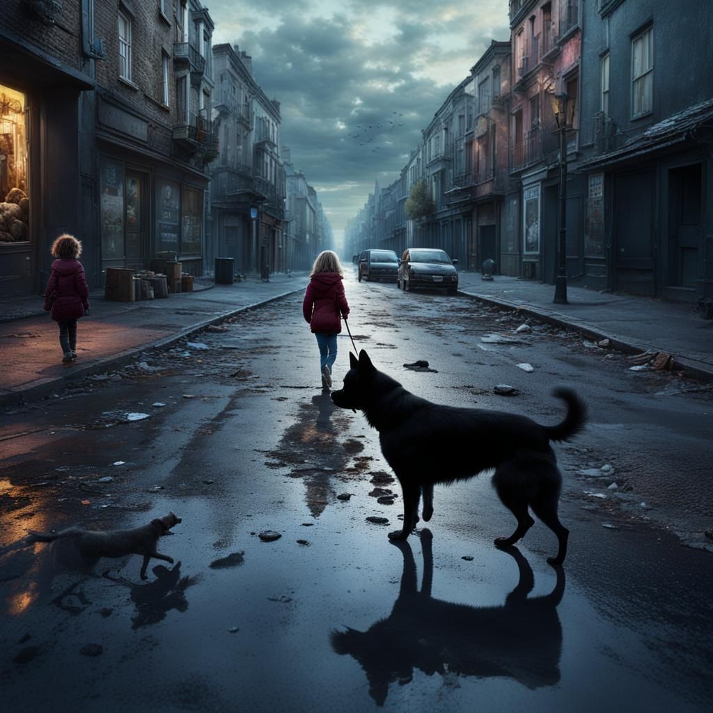 Contrasting Dog Portraits: Joyful Home vs. Lonely Street