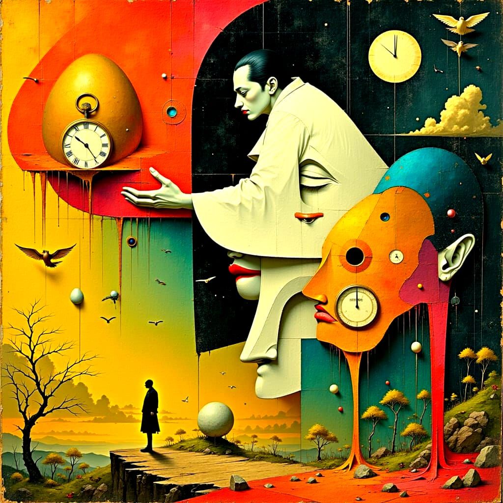 Surreal Portrait of Salvador Dali With Cat