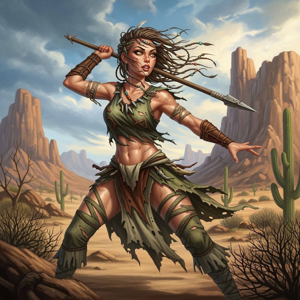 Wild Woman in Desert Landscape