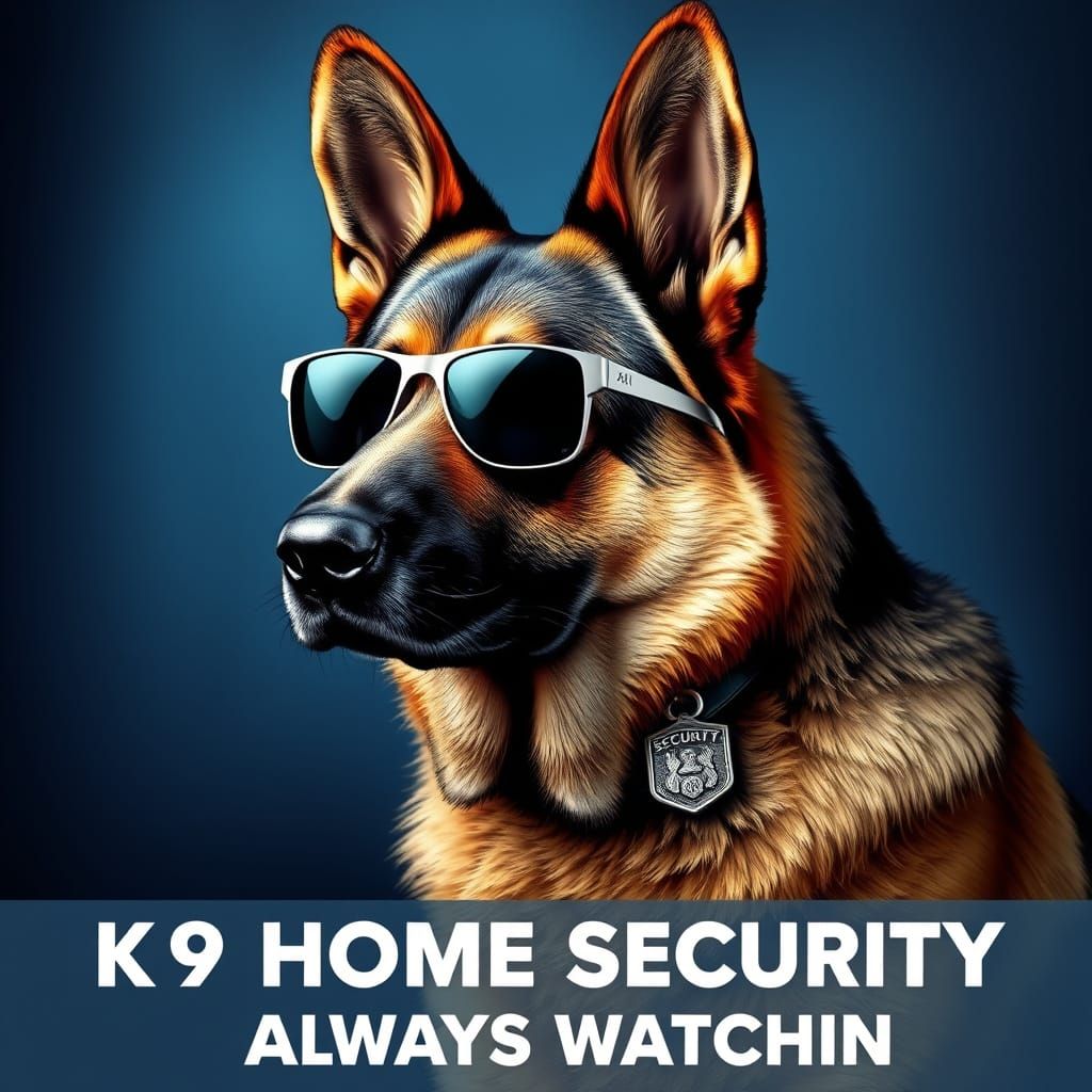 Vigilant German Shepherd in Hyper-Realistic Portrait with Wh...